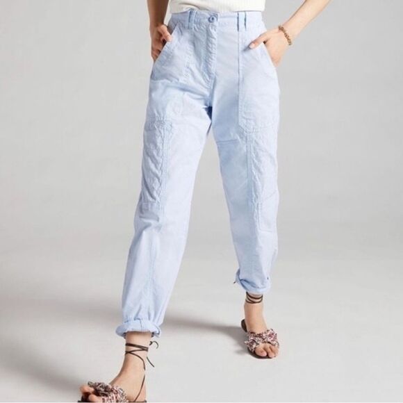 Anthropologie Maeve Blue Cargo Pants 0 - Picture 1 of 9